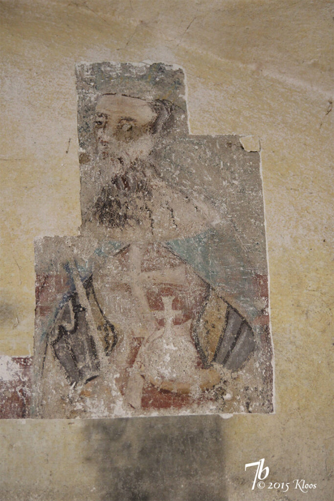 Heiliger Koenig Stephan von Ungarn als Fresko in der Kirche von Schmiegen, Siebenbuergen